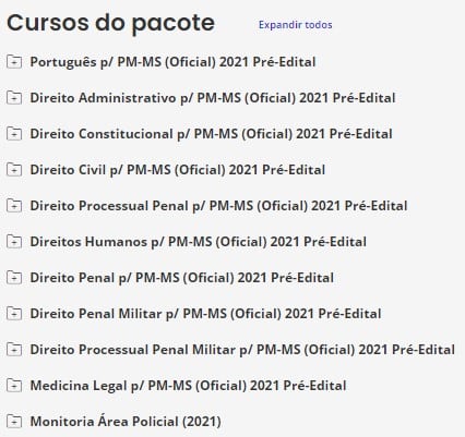 Pacote p/ PM-MS (Oficial) 2021 Pré-Edital