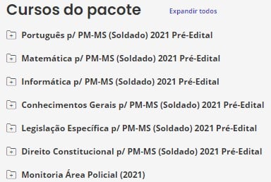 Pacote p/ PM-MS (Soldado) 2021 Pré-Edital