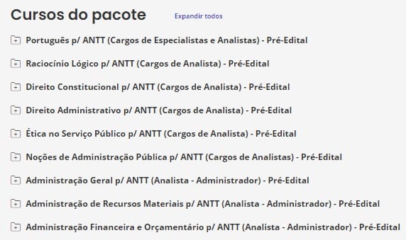 Pacote Completo p/ ANTT (Analista - Administrador) - Pré-Edital