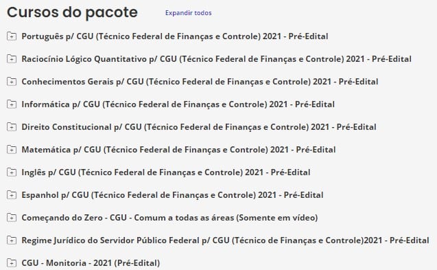 Pacote p/ CGU (Técnico Federal de Finanças e Controle) - 2021 - Pré-Edital