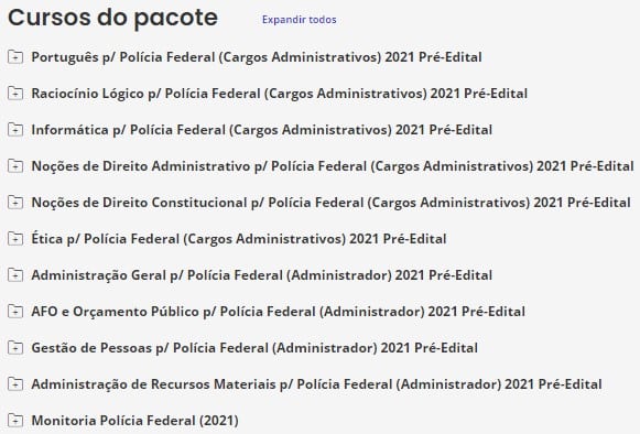 Pacote Completo p/ Polícia Federal (Administrador) 2021 Pré-Edital